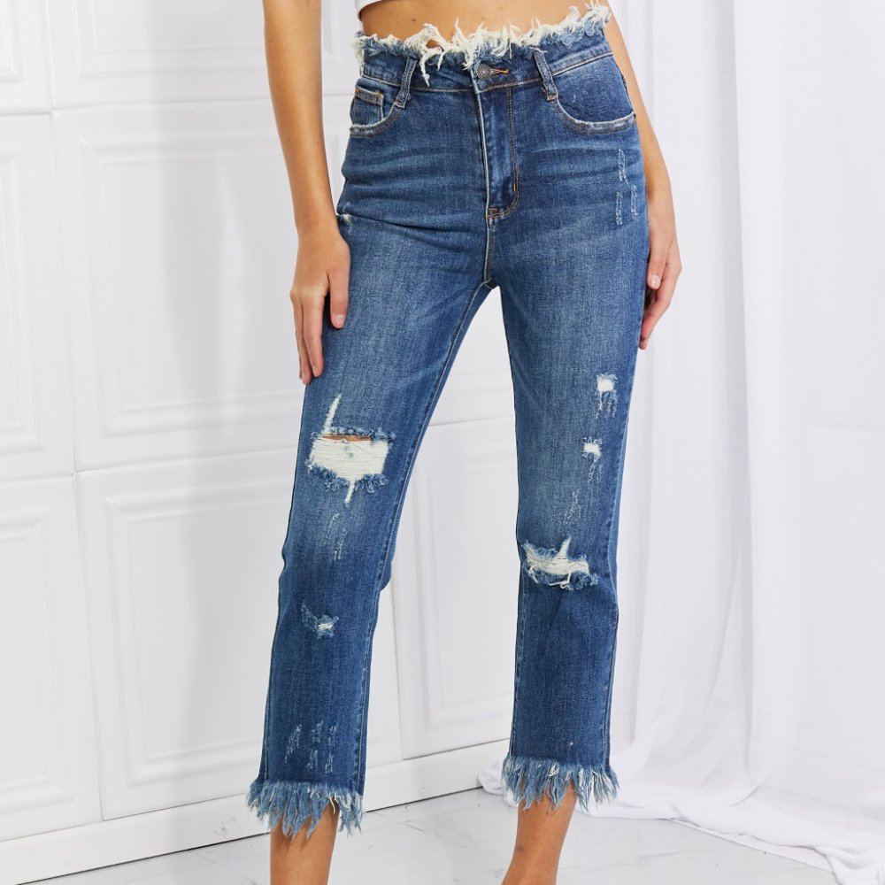 RISEN Full Size Undone Chic Straight Leg Jeans